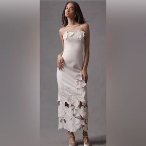 LEO LIN Rayne Strapless Appliqué Midi Dress